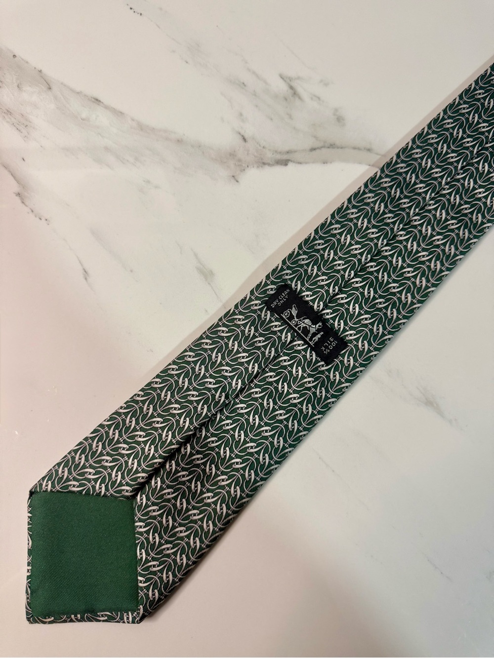 Hermes Classic Green Patterned Tie - Picture 3 of 9